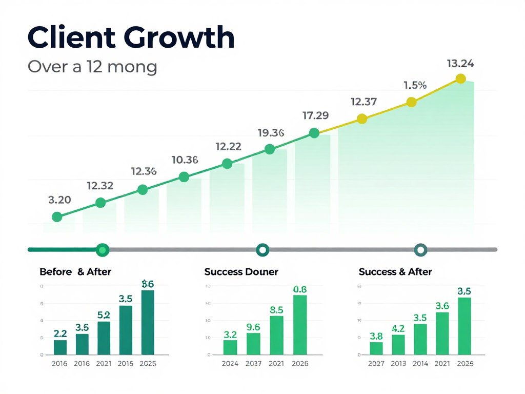 Client success timeline showing growth progression