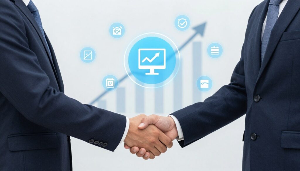 Digital marketing partnership concept showing collaboration and growth