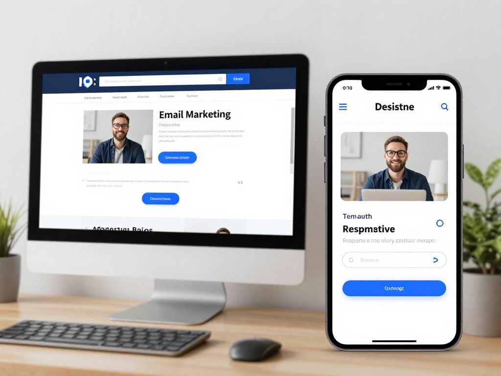 Email campaign design process showing responsive email templates