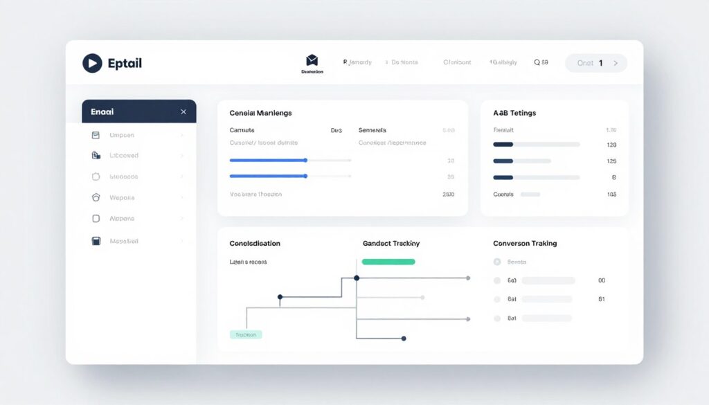 Email marketing campaign dashboard showing open rates and conversions