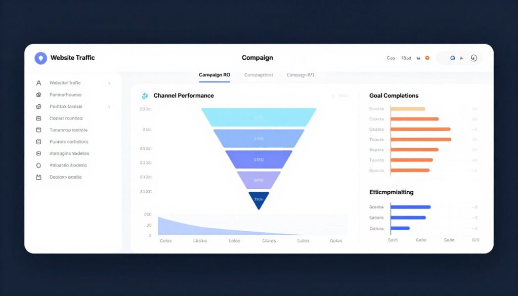 Marketing analytics dashboard showing comprehensive performance metrics