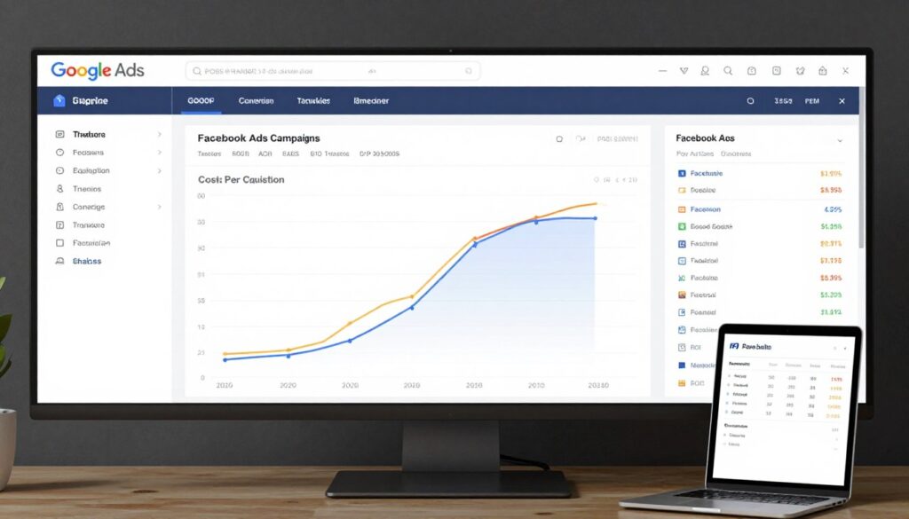 PPC advertising campaign dashboard showing ad performance metrics