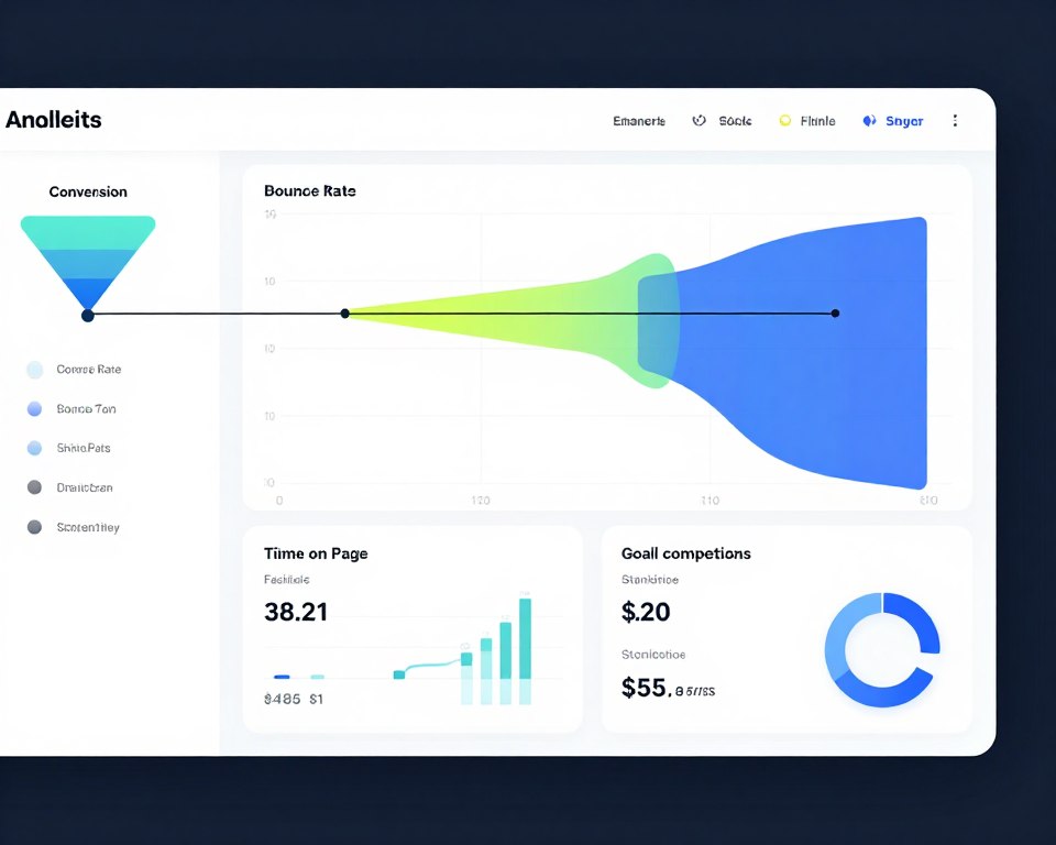 Website analytics dashboard showing conversion metrics and user behavior